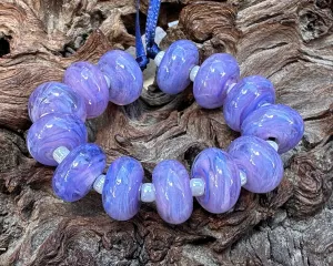 13 Tanzanite Purple Swirl Lampwork Beads Set SRA