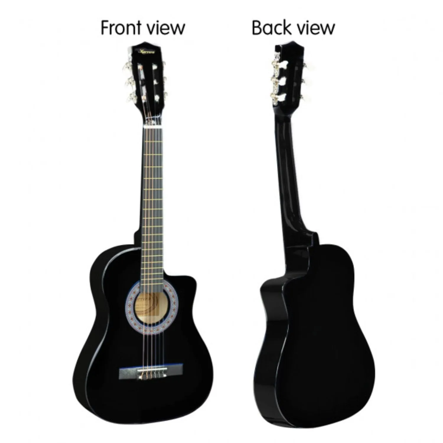 38in Pro Cutaway Acoustic Guitar with Carry Bag - Black