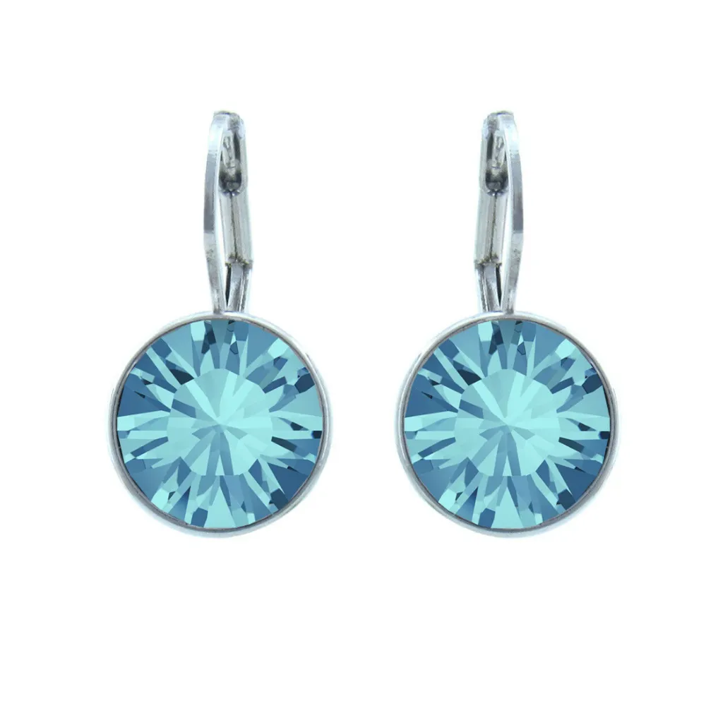Aquamarine Swarovski Rhodium Drop Earrings