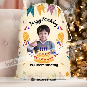 Birthday Gift Custom Photo And Text, Personalized String Bag