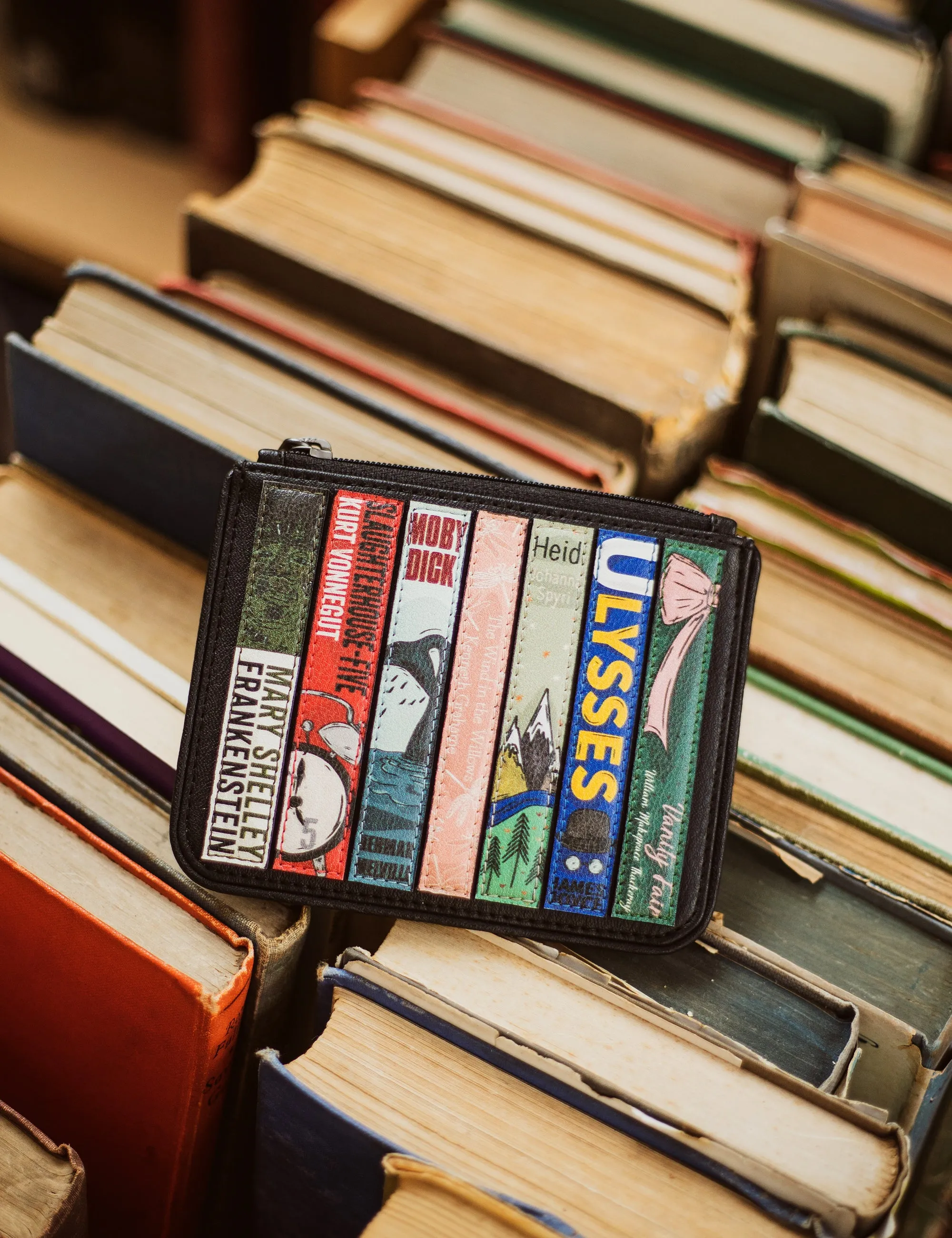 Bookworm Black Vegan Leather Zip Top Leather Purse