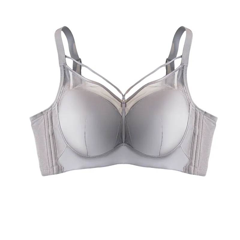 Bra without steel ring, thin and non-sponge, light luxury, silky and sexy, beautiful breasts, gathered and side breasts, B cup underwear