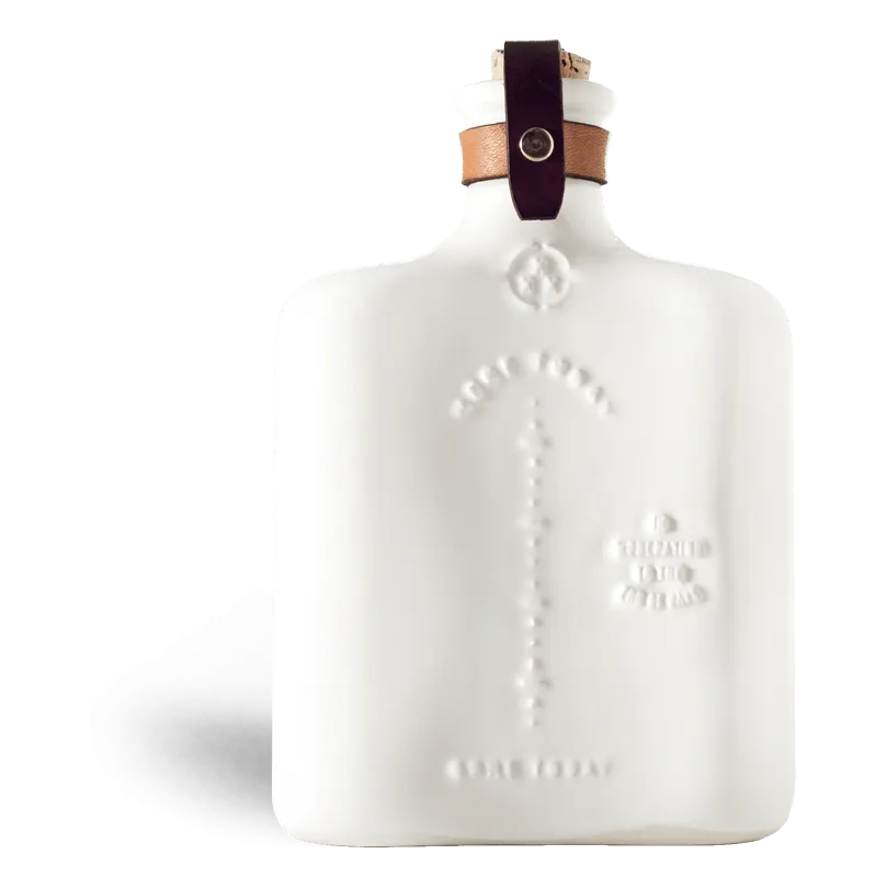 Ceramic Flask with Brass & Leather Details