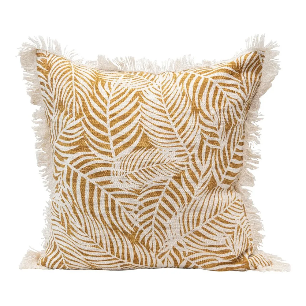 Creative Co-op - Mustard Palm Frond Pillow