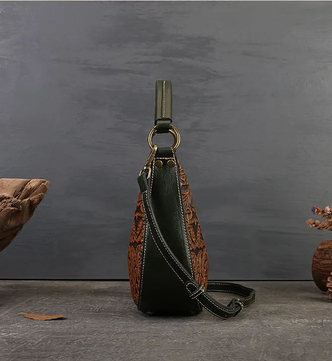 Embossed Leather Womens Shoulder Purse Leather Crossbody Purse