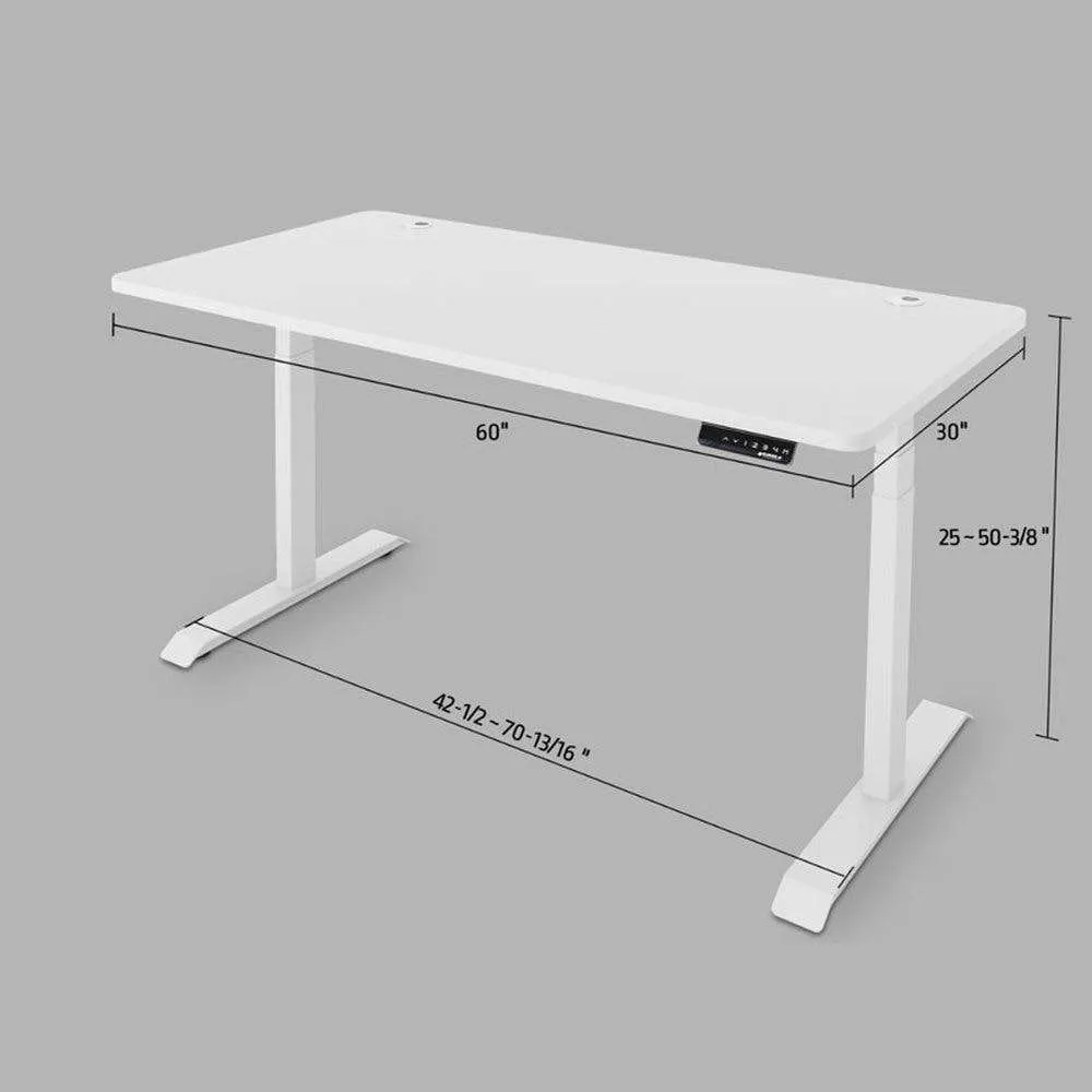 Eureka Ergonomic 60" White E60 Height-Adjustable Electric Standing Desk, ERK-EDK-W