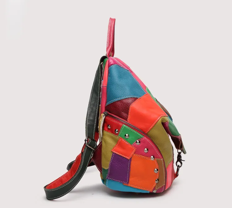 Fashion Colorful Leather Backpack for Women 1308