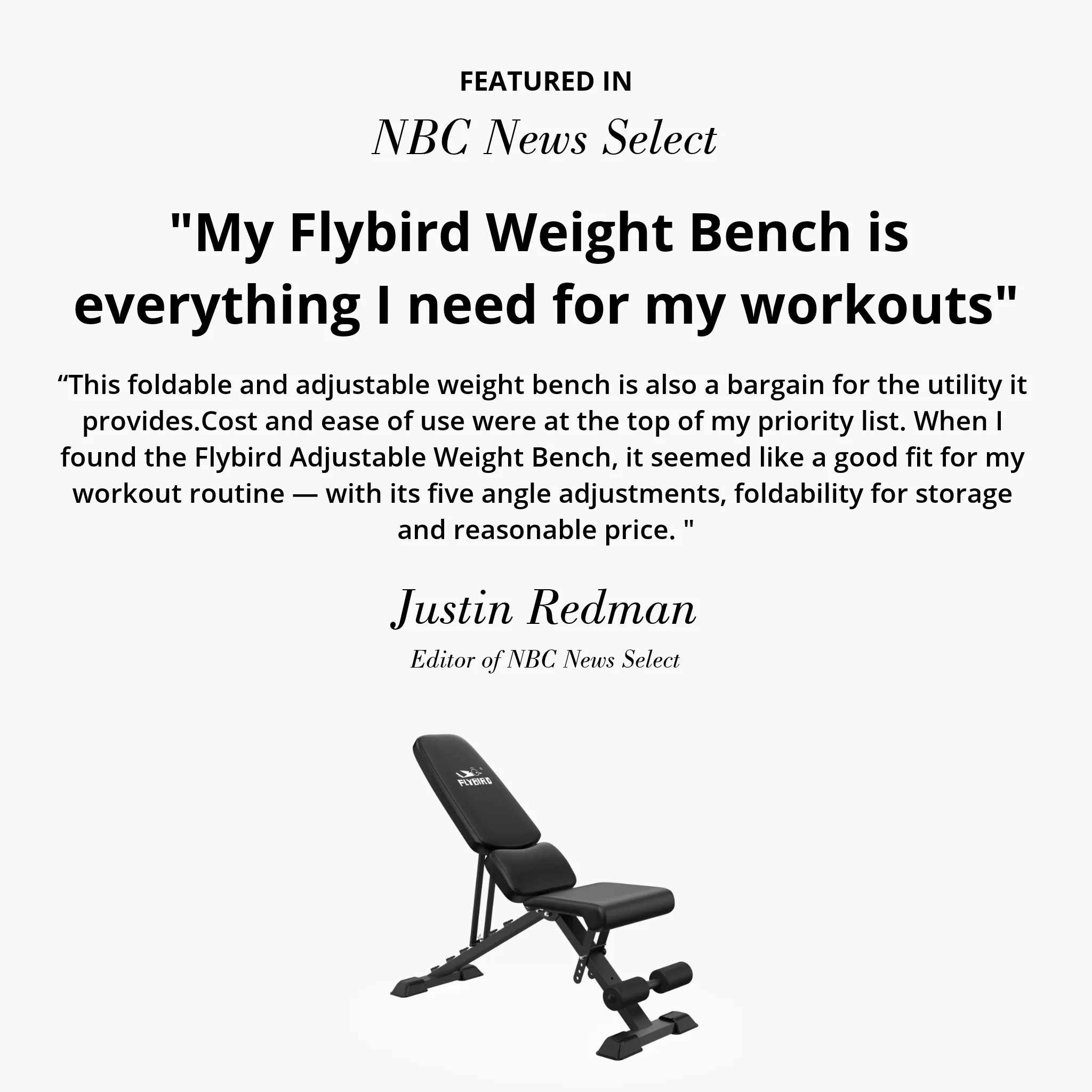 FLYBIRD Adjustable Weight Bench with Lumbar Support WP129