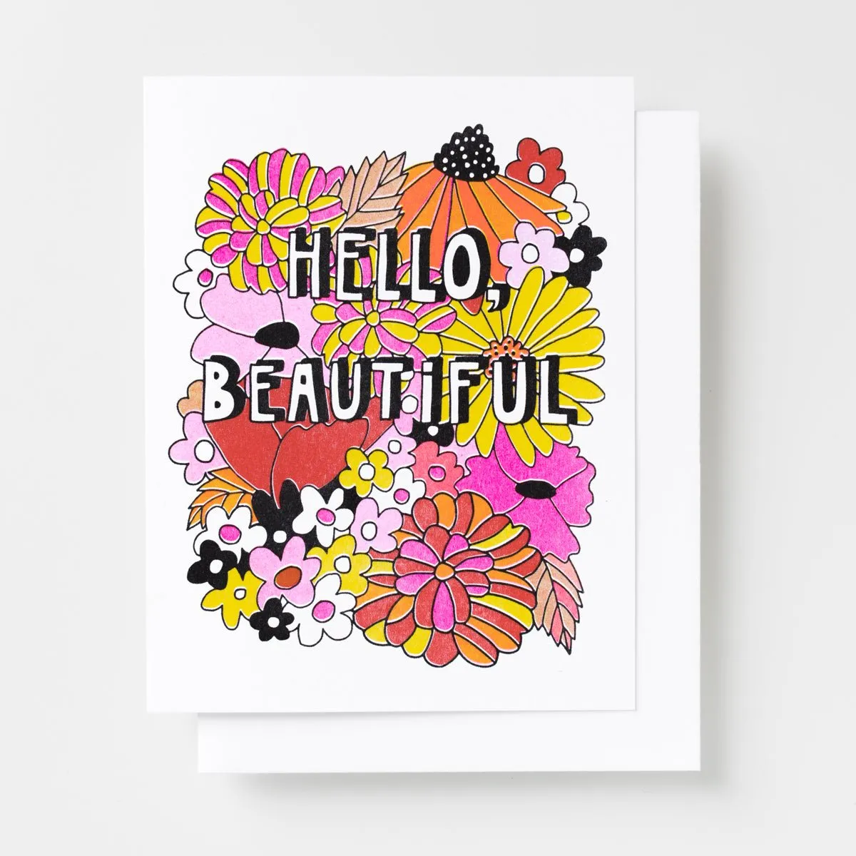 Hello Beautiful - Risograph Card