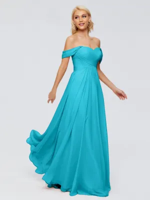Jade Color Bridesmaid Dresses Trinity Gorgeous Off The Shoulder Long Chiffon Bridesmaid Dresses