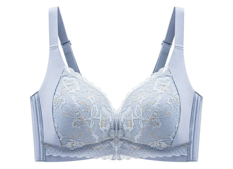 Lace nursing bra with front buckle, push-up, no rims, maternity bra, pregnancy and lactation period, breast-retracting bra, thin style