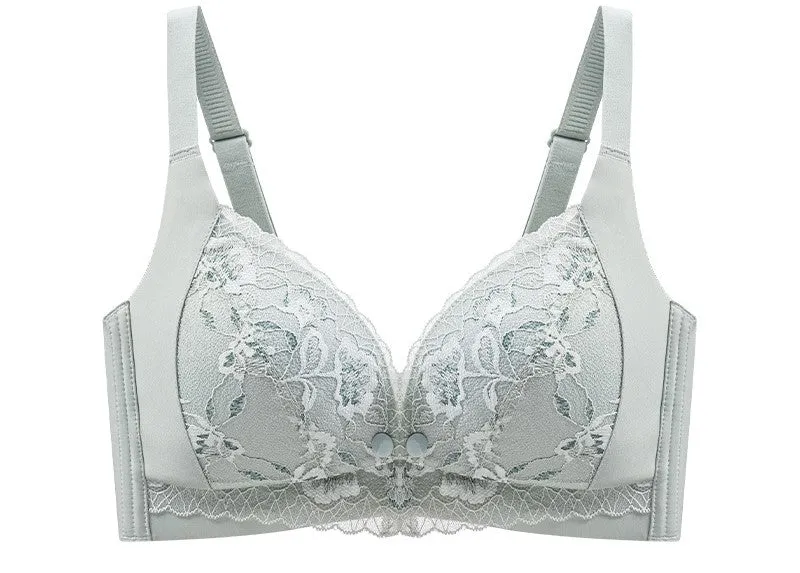 Lace nursing bra with front buckle, push-up, no rims, maternity bra, pregnancy and lactation period, breast-retracting bra, thin style