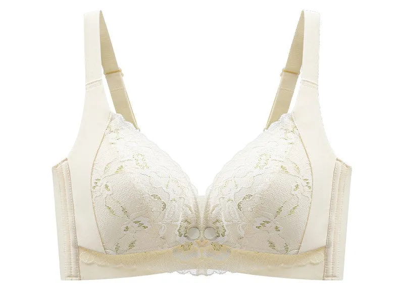 Lace nursing bra with front buckle, push-up, no rims, maternity bra, pregnancy and lactation period, breast-retracting bra, thin style