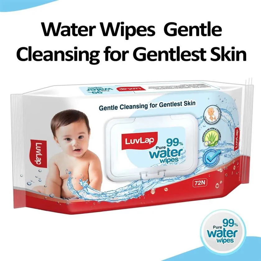 LUVLAP Water Wipes Aloe Vera & Vitamin-E - 2Pack - 72pcs each