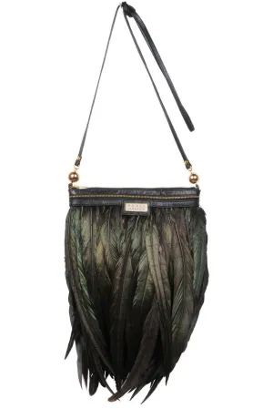 LUXURY FEATHER HANDBAG IN BLACK