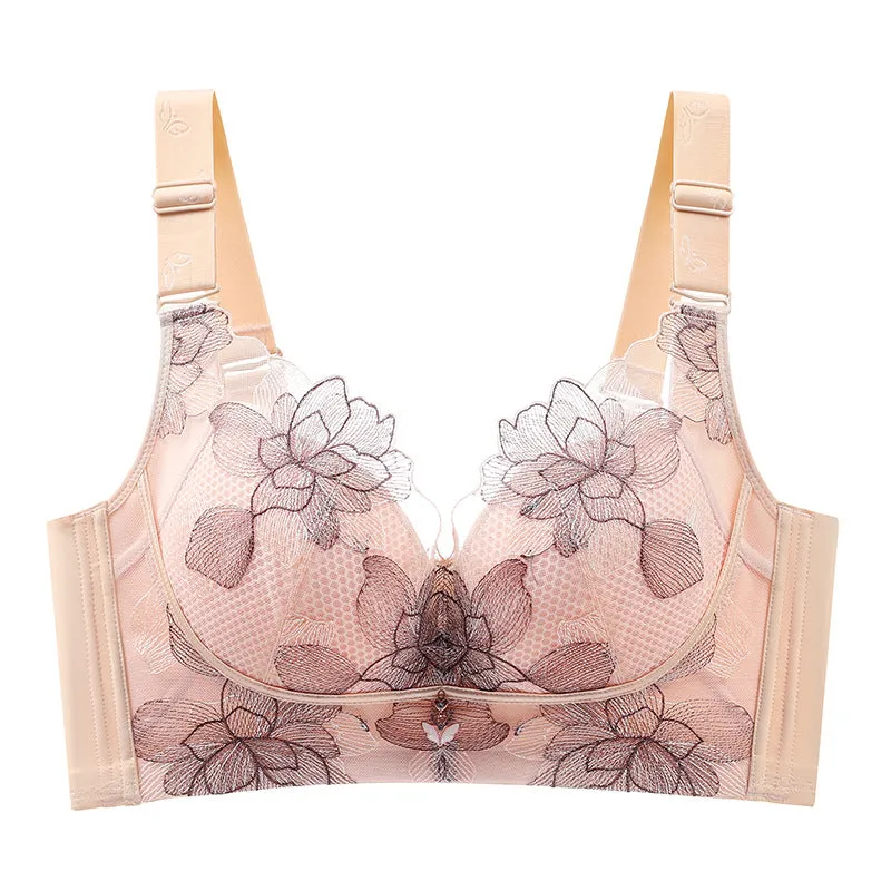 New style underwear gather side breasts to prevent external expansion heavy lace embroidery applique luxury sexy bra for women