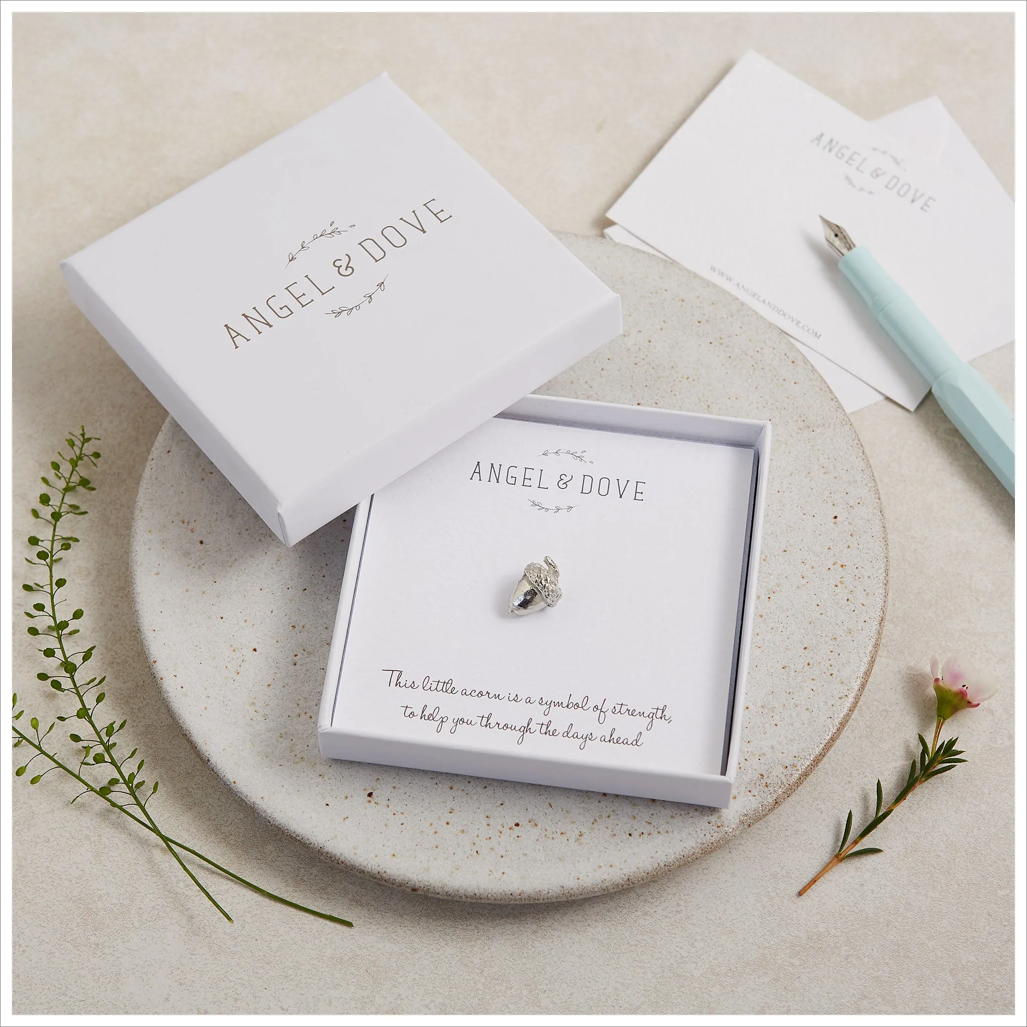 Pewter Acorn 'Strength' Pocket Charm Sympathy Gift with Bag & Card
