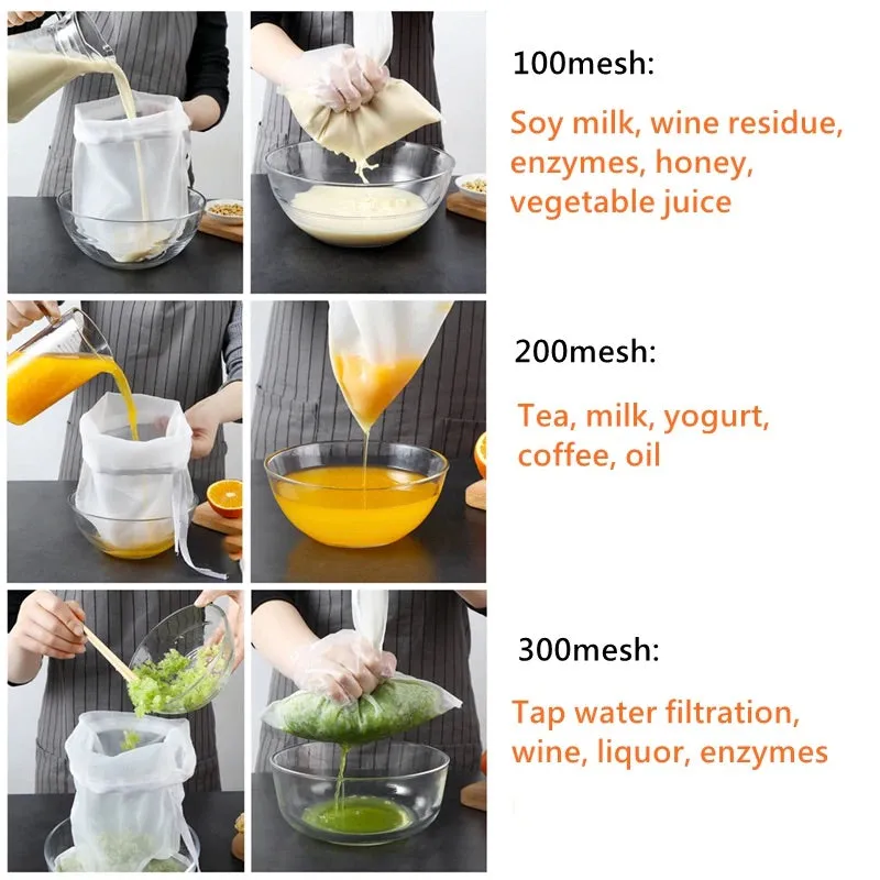 Reusable Food Grade Nylon Food Filter Bag with Draw String