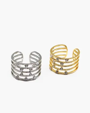 Rhinestone Studded Metal Ring