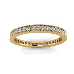 Round Brilliant Cut Diamond Pave & Milgrain Set Eternity Ring In 18k Yellow Gold  (0.51ct. Tw.) Ring Size 8.5