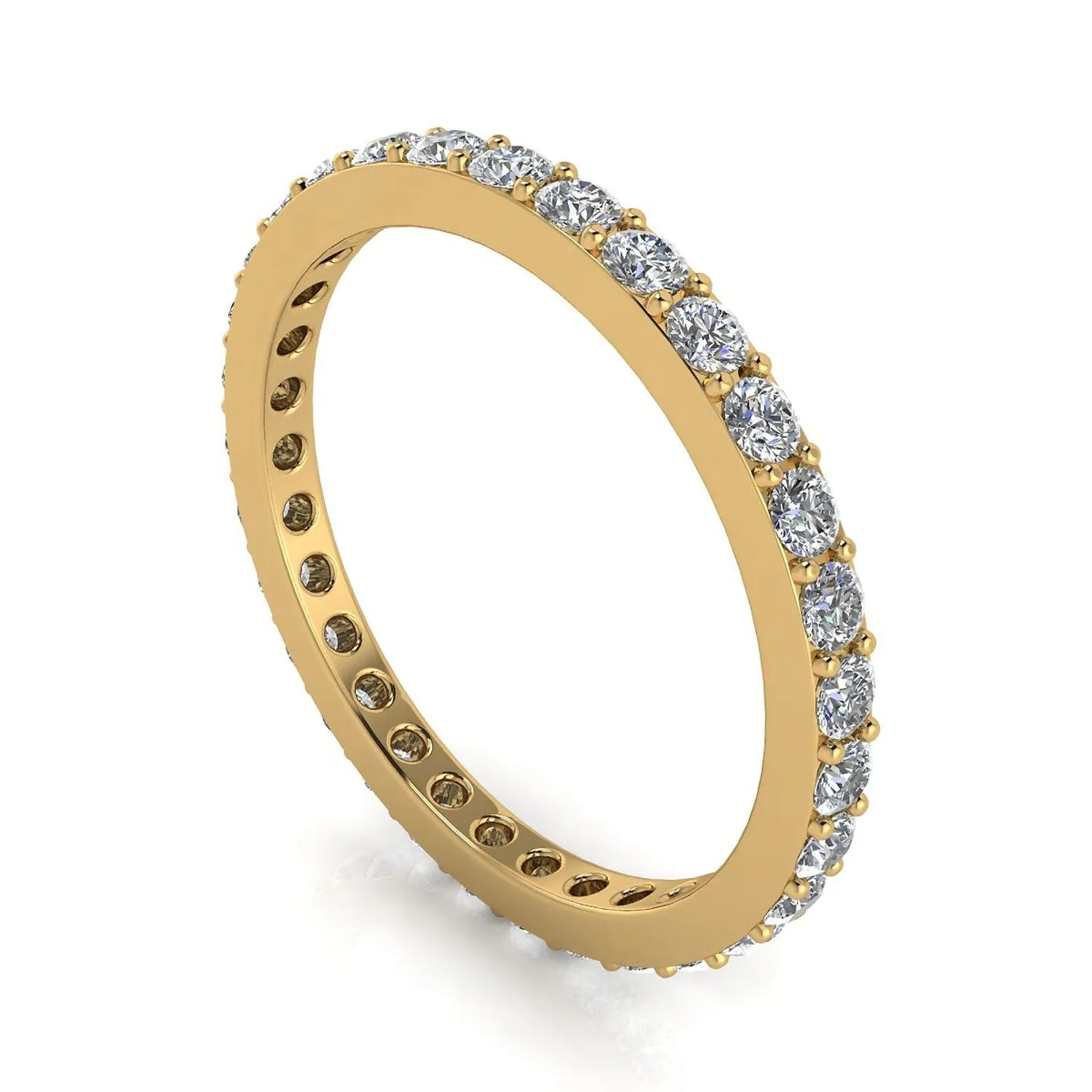 Round Brilliant Cut Diamond Pave Set Eternity Ring In 14k Yellow Gold  (0.96ct. Tw.) Ring Size 8