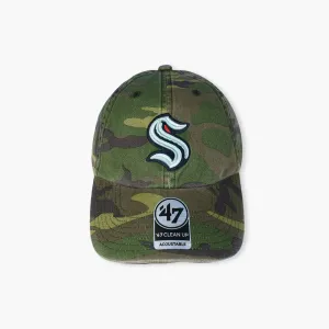 Seattle Kraken Primary Logo Camo Clean Up Adjustable Hat