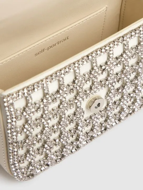 Self-portrait   Micro chainmail crystal top handle bag 