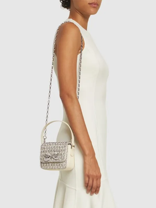 Self-portrait   Micro chainmail crystal top handle bag 