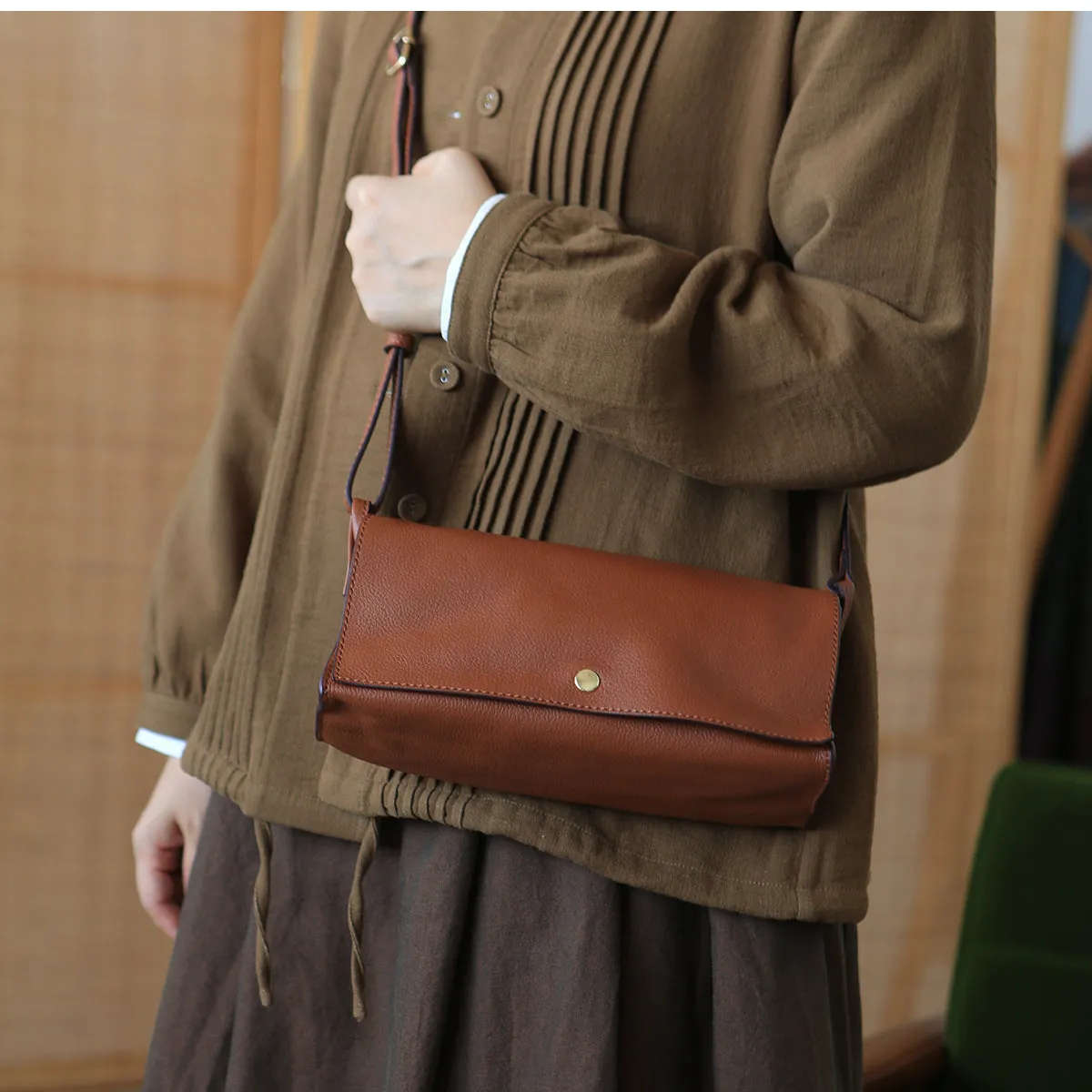 Small Womens Grey Shoulder Bag Genuine Leather Crossbody Bags