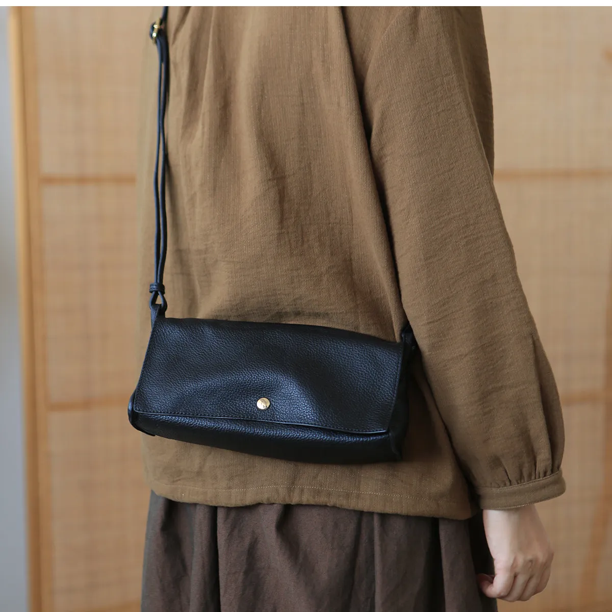 Small Womens Grey Shoulder Bag Genuine Leather Crossbody Bags