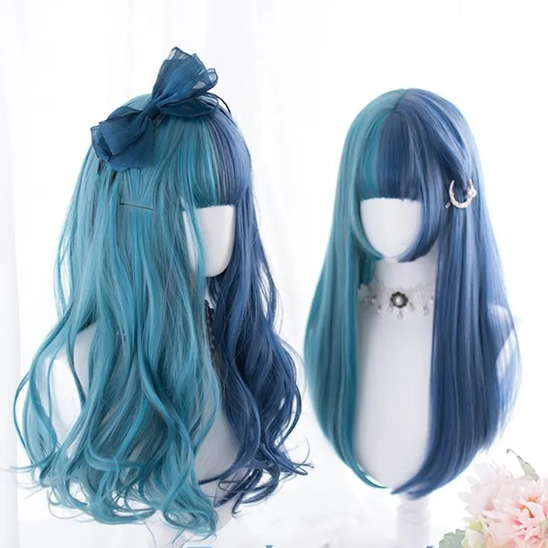 Split Blue Cosplay Wig