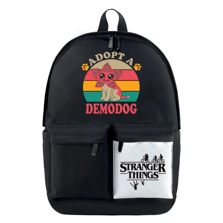 Stranger Things Backpack Nylon Waterproof Cartoons on Both Shoulders Backpack Student Schoolbag Computer Bag
