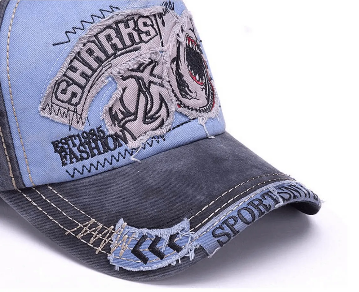 Vintage Baseball Hat w/ Shark Design