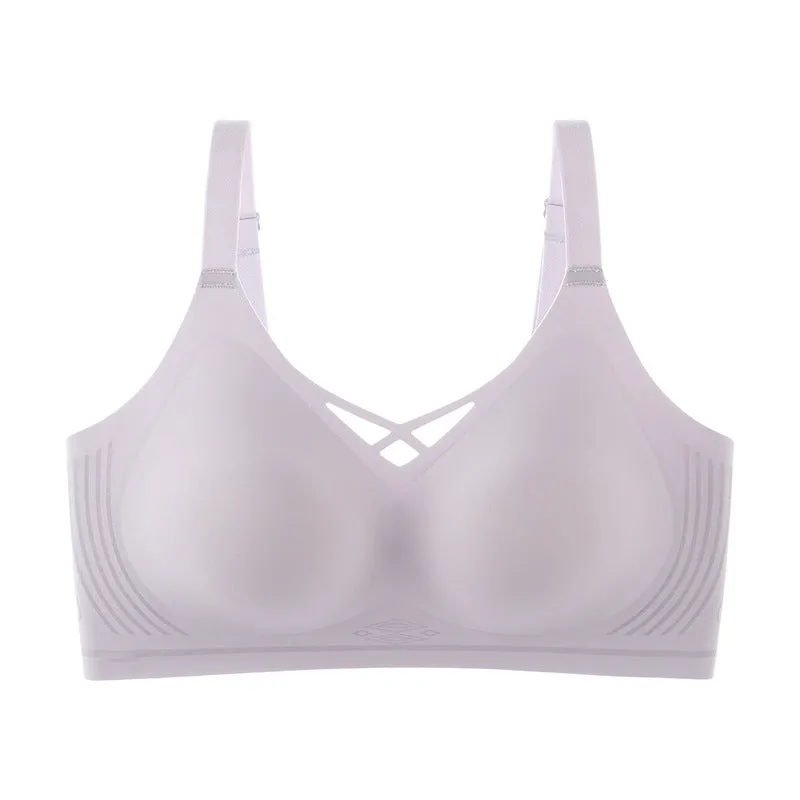 Women Summer Pure Lust Style Seamless Soft Support Bra Small Breast Push-up Steamed Bun Cup Top